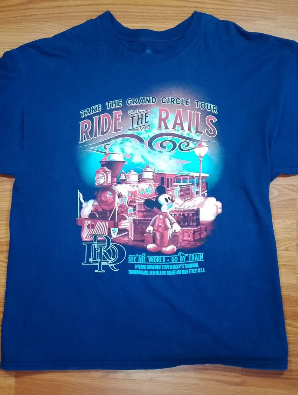 Disneyland Train Mickey Mouse Ride the Rails Grand Circle Tour T-Shirt Adult XL